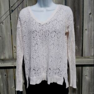 Ivory V-neck Sweater by Aeropostale Lightweight with Long Sleeves